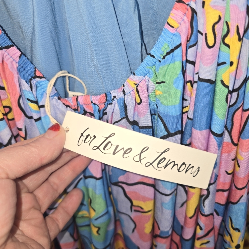 For Love & Lemons Yasmin Open Back Maxi Dress Pink Blue NWT Size Sm. - Picture 12 of 14